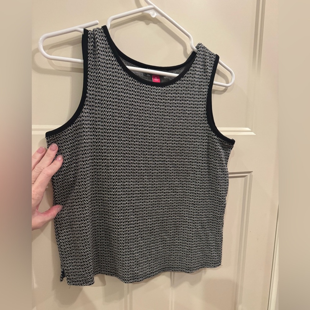 Vince Camuto Black and White Patterned Tank Top